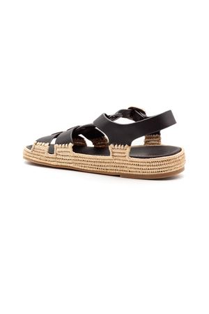 Black leather flat sandals PALOMA BARCELO | 302605CHOCOLATE
